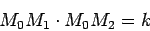 \begin{displaymath}
M_0M_1\cdot M_0M_2 = k
\end{displaymath}